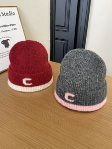 High Quality Knitted Furry Hat Couple Style Womens Autumn Winter Warm Ear Protection Headwear Street Style round Top Cap