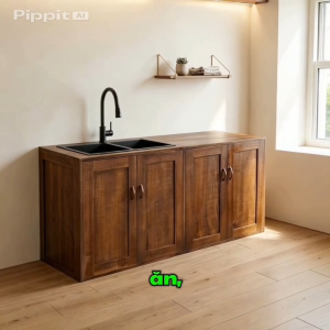Tủ Bếp Gỗ Tràm Tự Nhiên 4 Cánh – Kiểu Dáng Chắc Chắn - Chống Ẩm Bền Bỉ Theo Thời Gian - Mộc Nhà Nếp