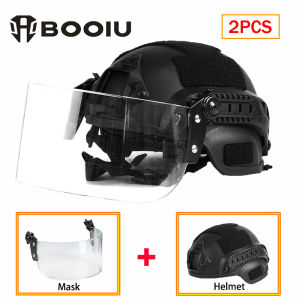 BOOIU New Tactical Helmet Face Mask Sets Kids MICH2000 Airsoft Fast MH Helmet CS Game Lightweight Adjustable Protect Equipment