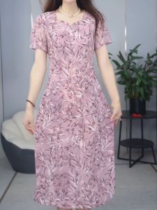 Elegant Floral Print Midi Slim Fit Dress Womens Short Sleeve Casual Commute Style Summer New Arrival High End Fashion Brand