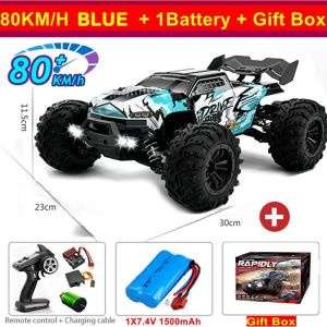 RC Drift Car With LED Lights 50KM/H or 80KM/H Brushless 4WD Remote Control Electric High Speed Racing Monster Truck for Adults