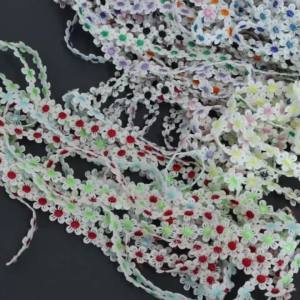 3Yards/lot 1.5cm Color Daisy Flower Lace Trim Sun Flower Knitting Wedding Embroidered DIY Garment Earring Sewing Supplies Crafts
