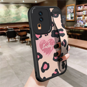 Vivo Iqoo Neo5 Neo6 Neo7 Neo9s Neo8 pro Phone Case with Wristband Leopard Print Korean Style Soft Silicone Anti-Fall Stand