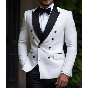 Men Wedding Men Suit White Blazer Shawl Lapel 1 Piece Double Breasted Elegant Outfits Terno Prom Party Male Clothing