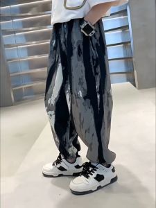 WANDER กางเกงเด็กชาย กางเกงนักเรียนชาย กางเกงกันยุงเด็กผู้ชายแบบบาง กางเกงเด็กโตทรงหลวมมัดย้อม23717