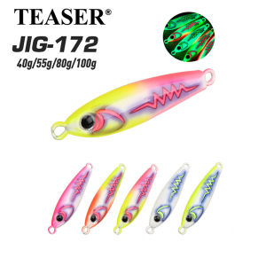 TEASER J172 40g 55g 80g 100g Long Cast Shore Metal Jig Luminous UV Sea Fishing Lure for Boat Fishing Target Spanish Mackerel