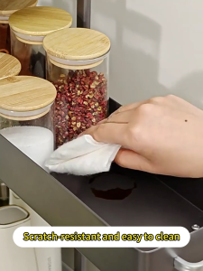 GSlife ชั้นวางเครื่องปรุงเหล็กคาร์บอน แบบดึงออกได้ 2-3 ชั้น แข็งแรงทนทาน กันสนิม สำหรับห้องครัว ชั้นวางของ