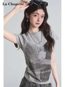 La Chapelle | Vintage Round Neck Bear Print Crop T-Shirt