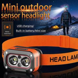 USB Charging LED Headlamp Ultra-Bright Headlight with 5 Modes Waterproof Mini Outdoor Sensor Headlamp for Hiking Camping Fishing