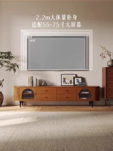 Retro Style Solid Wood TV Cabinet for Living Room And Bedroom Walnut Color Furniture Home Decor Storage Cabinet