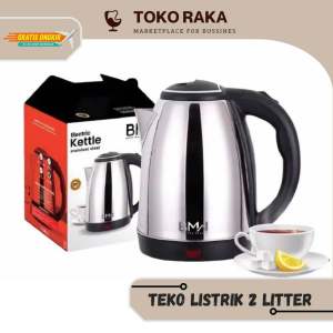 Teko Listrik 2 Liter Full Stainless Steel Pemanas Air Electric Kettle Ketel Besar Otomatis 500 Watt