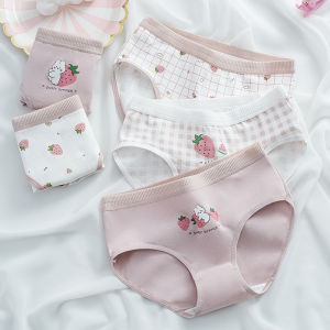 5 PCS Kids Girls Soft Cotton Antibacterial Briefs Strawberry Print Panties 3-16 Years Children New Baby Breathable Underwear