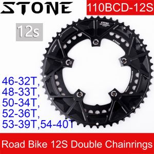 Stone 110bcd Double Chainring for Shimano 12S 5 Bolts Crank 12 Speed Road Bike Round 46 32t 52 36T 53 39T 54 40T 50 34 48 33T 2x