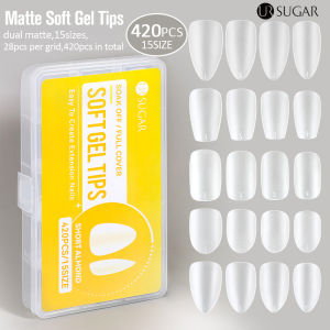 UR SUGAR 420PCS Full Cover Press On Nail Tips Almond Square Coffin French Soft Gel Tips False Fake Soak Off Gel Nail Extension