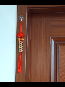 2Pcs Lucky Charm Chinese Lucky Door Coins Feng Shui Decoration Wooden Gourd Chinese Knot Pangsabit Old Coins for Money Attraction
