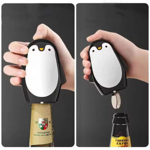 YESPERY Creative Penguin Bottle Opener Automatic Press Type Soda Cap Bottle Opener for Bar Kitchen