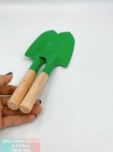 Xẻng thép cán gỗ mini dụng cụ hỗ trợ làm vườn dài 26cm