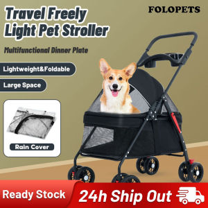FOLOPETS Pet Stroller Portable Foldable Cat and Dog Pet Stroller with 4 Wheels Strong Structure Pet Outdoor Stroller