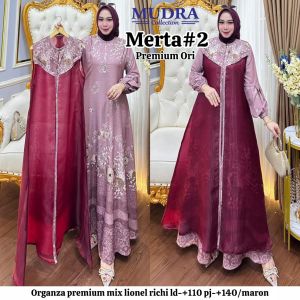 Gamis Merta #2 by Mudra – Gamis Brokat Muslimah Premium Bahan Organza Mix Lionel Richi Elegan Busui Friendly