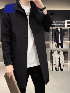 ROMON | Lormen Mens Casual Long Coat Spring Autumn New Style Fashionable Business Leisure Turn-down Collar Mens Outerwear Jacket
