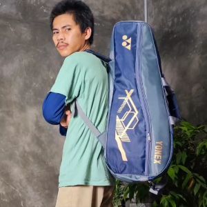 Tas Raket Badminton ransel punggung 2 ruang Resleting anti air Lapisan Thermo Guard Ruangan Sepatu