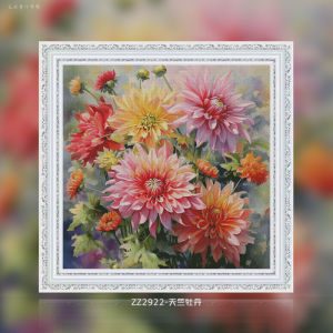 ขนาดใหญ่ชุดปักครอสติสห้องนอนห้องนั่งเล่นศิลปะบนกำแพง DIY งานปัก ดอกบัวดอกโบตั๋นใหม่ 2025 ผ้าสิ่งทอ