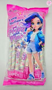 24pcs PRETTY AND PINK LONG MALLOWS CANDY/loot bag fillers/paninda/giveaways/party favors.