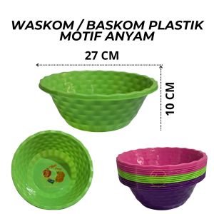 (1 PCS) WASKOM HAJATAN / BASKOM HAJATAN / BASKOM PLASTIK MOTIF ANYAM BUNGA / WASKOM MONACO 14 / PLASTIK MURAH