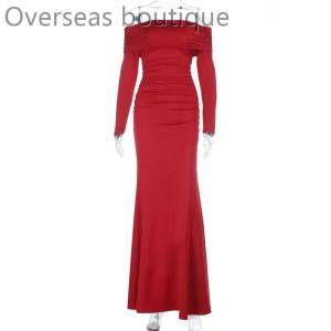 Womens Long Skirt Dress One Shoulder Slim Fit Split High Waist Formal Gown Maxi Dress Casual Wear Long Sleeve Winter Style