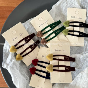 Velvet Heart Shaped Hollow out Hair Clips Side Bangs Hair Accessories BB Clips New Style Korean Fashion Hair Decorations
