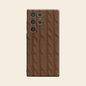 brown cable knit texture Luxury Fashion Full Lens Protective Case for Samsung Galaxy S26 S25 S24 A56 A36 Plus Ultra