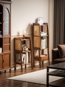 Floor Childrens Bookcase Living Room TV Side Cabinet Multi-Layer Simple Rack Rattan Locker For Home Small Bookshelf