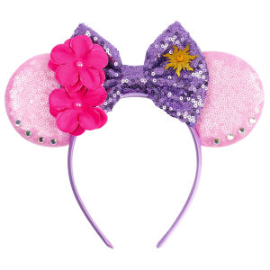 Disney Princess Aurora Mouse Ears Headband For Girls Sequin 5"Bow Hairband Princess Children Festival Boutique Hair Accessories