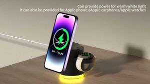EYD Q780 4 IN 1 Foldable Magnetic Wireless Charger 15W Supports Samsung and Apple watches With Night Light