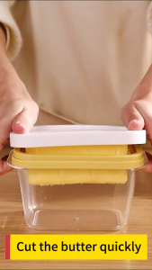Butter Dish Butter Container Box Plastic Rectangle Butter Keeper with Cutter for Easy Cutting and Storage Butter Container with Lid for Countertop or Fridge