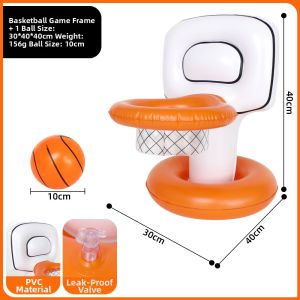 Inflatable Floating Basketball Hoop Swimming Pool Game Toys Thick PVC Water Play Set for Kids Adults Summer Beach Party Outdoor