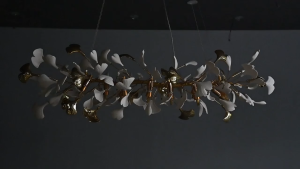 Ginkgo Leaf Hanging Chandelier For Dining Room Kitchen Table Living Room Modern Gold Ceramic Ginkgo Leaf Branch Chandeliers