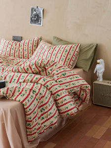 Cartoon Pure Cotton Bedding Set Girls Heart Four-Piece Bedding SetIncluding Duvet Cover Sheet Protector Three-Piece Dormitory Set