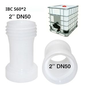 ข้อต่อพลาสติกแบบขยายสำหรับถัง IBC ขนาด 60 ลิตร พร้อมท่อระบายน้ำและฝาปิดกันฝุ่น สำหรับติดตั้งบนถังเก็บน้ำฝน IBC