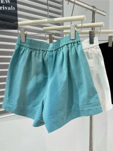 Blue High Waist Wide Leg Cotton Linen Shorts Women Summer Thin High-End Loose Casual Sports Outerwear Hot Pants