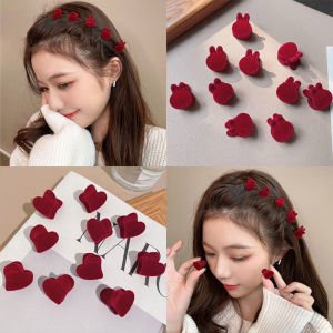 10PCS Flocking Top Clip for Girl Small Hair Clip Bunny Headdress Cute Hairpin Mini Catch Clips Hair Accessories for Women