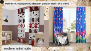 Gorden/hordeng/tirai smokering elegan FREE hook&tali ukuran Tinggi 225cm hordeng kordeng gordyn