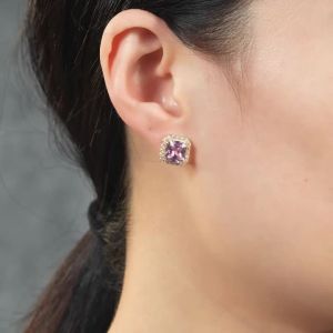 Huitan Elegant Women Stud Earrings Inlaid Brilliant Cubic Zirconia Fashion Versatile Lady Daily Party Accessories Chic Jewelry