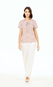 Krizia Floral Print Tie Neck Blouse Top