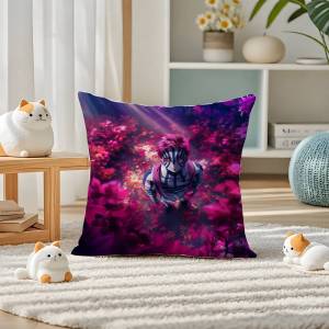 Bandai | Demon Slayer Flame Breathing Art Anime Plush Pillow Cover Soft Short Plush Cushion Cover For Sofa Bedroom Home Decor Gift