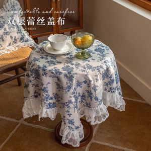 Artistic Tablecloth American Style Floral Design Non-Washable Heat Resistant Dining Table Decorative Tea Table Mat Atmosphere Sense