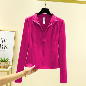 Quick Dry Yoga Jacket Womens Long Sleeve Slim Fit Running Fitness Top Zipper Closure Breathable Nylon Sportswear Outerwear
