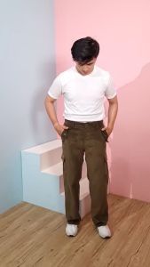Bootloop - celana baggy pants cargo corduroy - celana cargo panjang pria hijau army