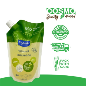 Mustela Organic Cleansing Gel Eco-Refill - Fragrance-Free 400ml [97% of natural Ingredients]