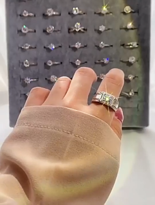 A Pair 5/6.5mm Cushion Cut D Color Created Moissanite Engagement Ring Men Women Couple Platinum Plated Silver Rings Jewelry